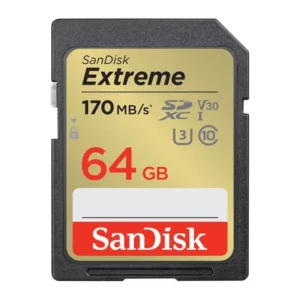 Cartão Memória Sd Sandisk 64gb Extreme 170Mbs c10 V30 UHD 4k
