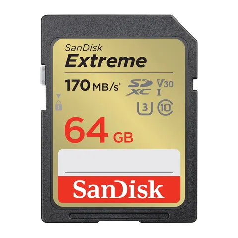 Cartão Memória Sd Sandisk 64gb Extreme 170Mbs c10 V30 UHD 4k