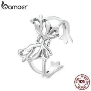 Bamoer 925 Sterling Sliver Ring Anel De Fita Oca Butterfly Design Moda Jóias Presentes Para Mulheres