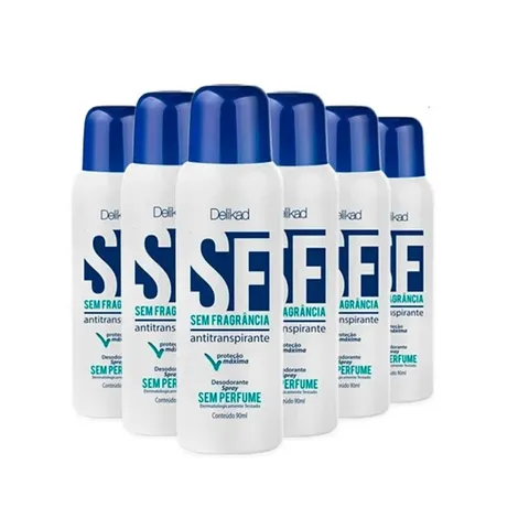 Kit Desodorante Spray SF Sem Fragrância 90ml 6 Unidades