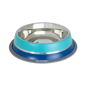 Comedouro Inox para Cães com Silicone Dual Azul 475ml GermanHart