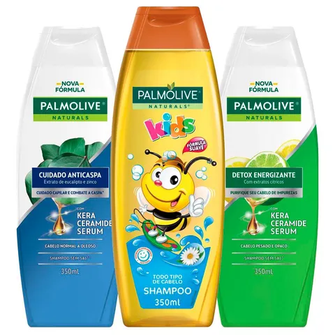 Kit Shampoo Detox 350ml Anticaspa Classic 350ml Naturals Kids 350ml