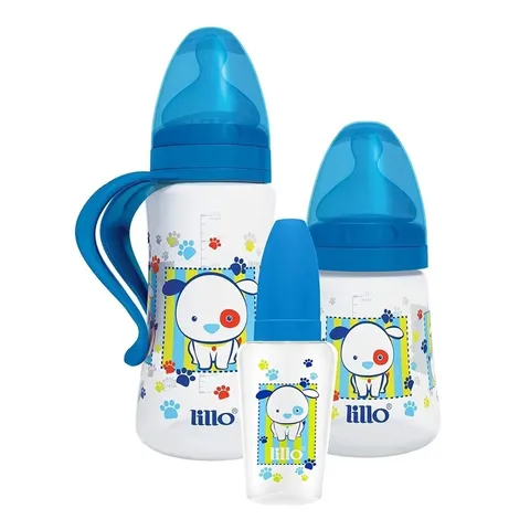 Kit Mamadeira Design Lillo 3 pçs 50180300ml Azul Lillo