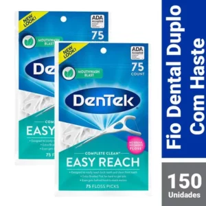 Kit Fio Dental Dentek Floss Picks Complete Clean Easy Reach com 150 unidades