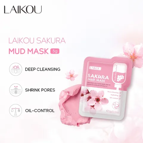 Laikou Sakura Máscara De Limpeza Da Pele Reduzir Acne Pimples Rosto Máscara De Argila Controle De Óleo 5g