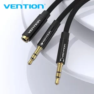 Vention Headphone Splitter Cable 35mm Female to 2 Male 35mm Mic Audio Y Splitter Wire Headset to PC Adapter