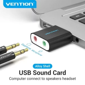 Vention USB Sound Card USB Audio Adapter with 35mm Stereo Headphone and Microphone for Raspberry Pi PS4 PC Desktop