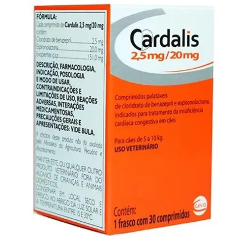 Cardalis 25mg20mg C 30 Comprimidos Tratamento da Insuficiência Cardíaca P Cães