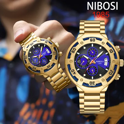 Relógio Masculino De Luxo De Aço Inoxidável NIBOSI Top Brand Glow 2577