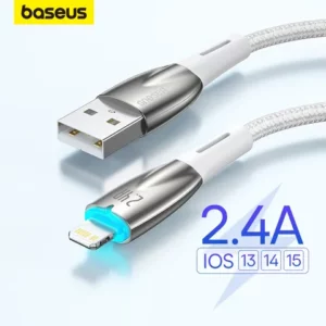 Baseus 24A Cabo USB De Luz Led Inteligente Para i14 i13 i12 Pro Max
