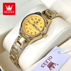 Relógio OLEVS Feminino À Prova Dágua Em Ouro original De Luxo Aço Inoxidável 5567
