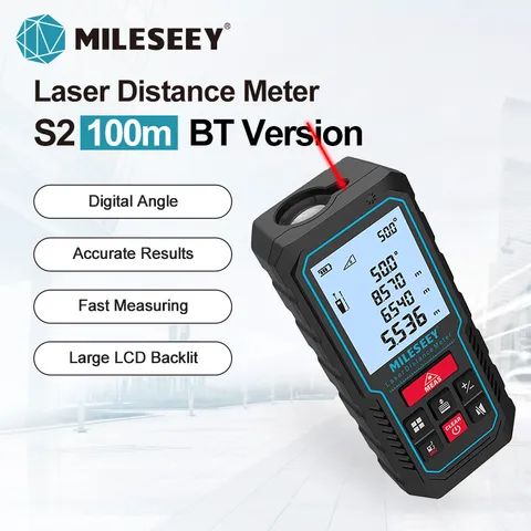 Medidor De Distância Laser Mileseey 100M Digital LCD 100 Meteran Rangefinders