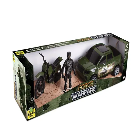 Kit Pick Up E Moto Force Warfare Com Soldado Samba Toys