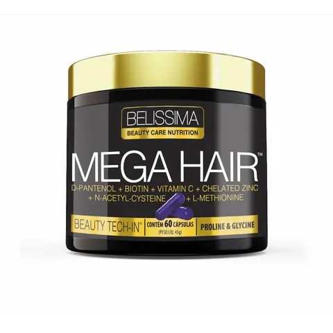 Mega Hair fortalecimento E Crescimento Dos Fios 60 Caps Vitamina para o cabelo