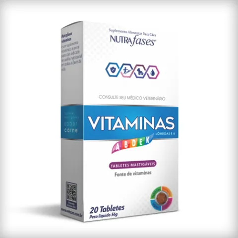 Nutrafases Vitaminas Suplemento Alimentar para Cães 20 Tabletes