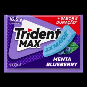 Goma de Mascar Zero Açúcar Menta Blueberry Trident Max Envelope 165 g com 5 Unidades