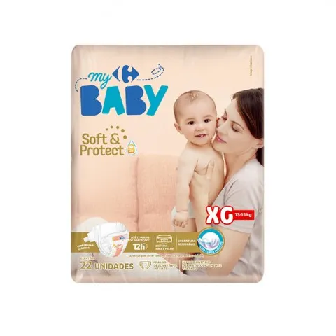 Fralda Carrefour My Baby XG Soft e Protect 22 Unidades