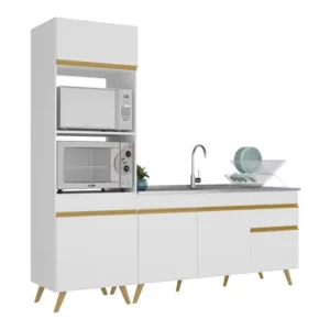 Cozinha Compacta Veneza GW Multimóveis MP2078 com Armário e Balcão Branca