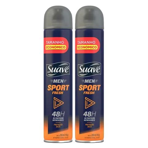 Kit 2 Desodorante Suave Men Sport Fresh Aerossol Antitranspirante 48h 200ml