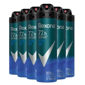 Kit Desodorante Aerosol Rexona Active DryAzul 150ml 6 Unidades