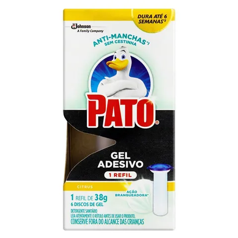 Detergente Sanitário Pato Gel Adesivo Ação Branqueadora Citrus 38g Refil com 6 Discos de Gel