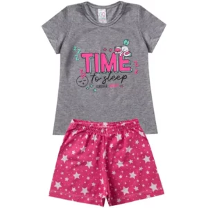 Pijama Verão Infantil Feminino Kappes Cinza