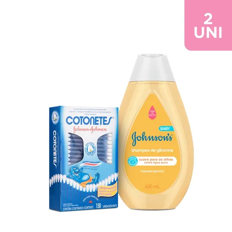 Kit JohnsonS Baby Shampoo Regular 400Ml Hastes Flexíveis Cotonetes 150Un