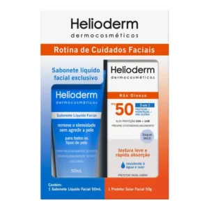 Kit Sabonete Líquido Facial Helioderm 50ml e Protetor Solar Facial Helioderm FPS 50 50g