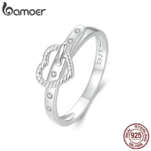 Bamoer 925 Sterling Sliver Ring Anel De Fita Coração Moda Jóias Presentes Para Mulheres