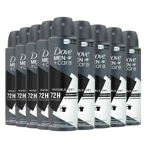 Kit Desodorante Aerosol Dove Men Invisible 150ml 9 unidades