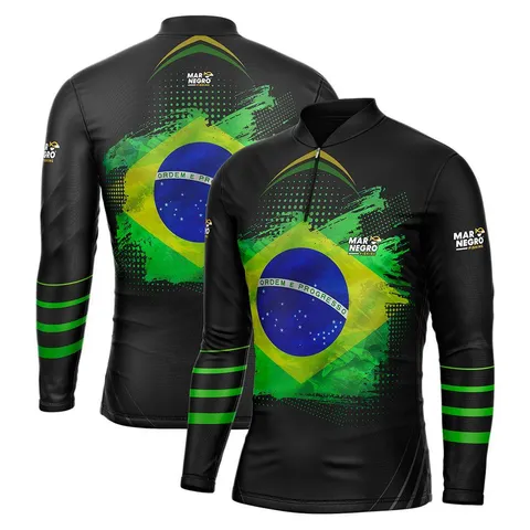 Camisa de Pesca Proteção Solar UV Combate Brasil Mar Negro