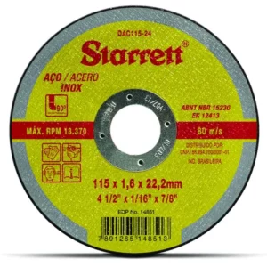 Disco de corte para inox 412 x 78 x 16 mm DAC11524 Starrett