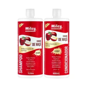 Kit Shampoo 1L Condicionador 900Ml Vinagre Maca Milcy