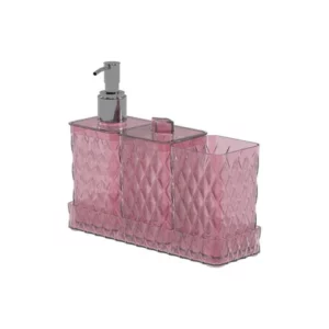 Kit Banho de Plástico Cristal Glamour Rosa Rubelita