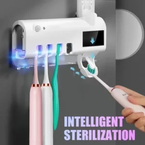 Suporte Para Escova De Dentes Esterilizador Com Luz UV Antibacteriano Distribuidor Automático De Creme Dental Banheiro