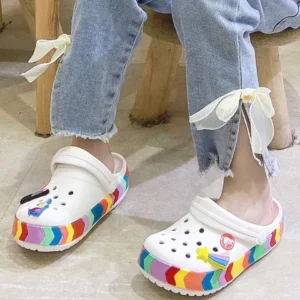 Crocs Sapatos Para Crianças De Buraco Sandálias De Tira ArcoÍris Bebês 207007
