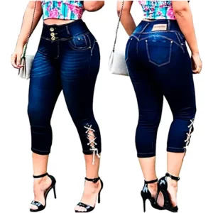 Calça jeans feminina CAPRI Cos alta com lycra JOGGER Empina Bumbum Cintura alta