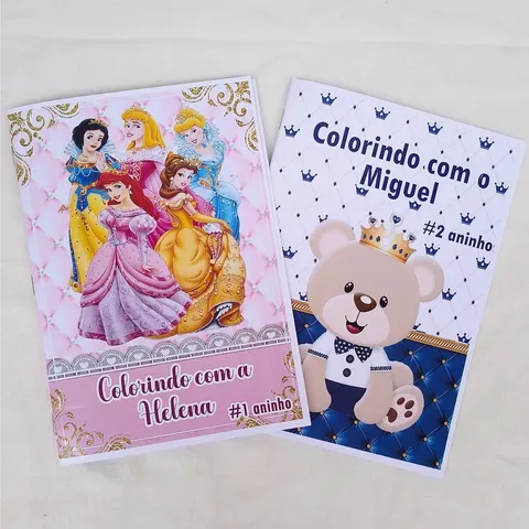 Kit de Livros para Colorir Personalizados com Nome Capa com Brilho Lembranças Personalizadas
