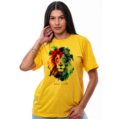 Camiseta Feminina Yeshua Leão Jesus Cristo Várias Cores TShirt Camisa Basica Casual Envio em 24h