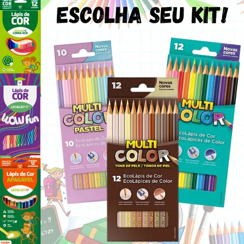 Kit Lápis De Cor 12 cores 10 Tons pastel 12 Cor de pele Material Escolar Volta às Aulas Kit