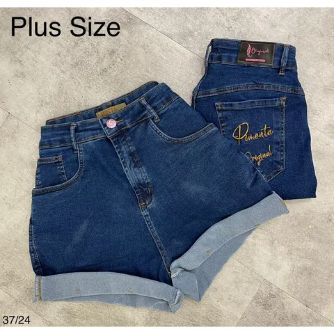 short feminino larah jeans plus size