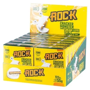 Cracker Monster Rock C Whey Protein E Pasta Amendoim Cx C 12 Un ROCK PEANUT DISPLAY CRACKER MONSTER ROCK CREAM LEITE EM PÓ COM 12 UNIDADES ROCK FOOD