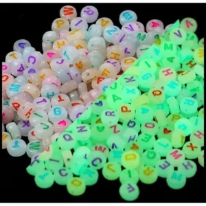 Miçanga Infantil Letras Neon Brilha No Escuro Aprox 400pçs