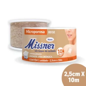 Fita Cirúrgica Micropore Hipoalérgica Discreta Bege Missner 25cmX10m