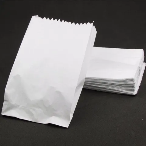 100 Sacos de Papel Branco Embalagem de Papel monolúcido Saquinho de Pipoca
