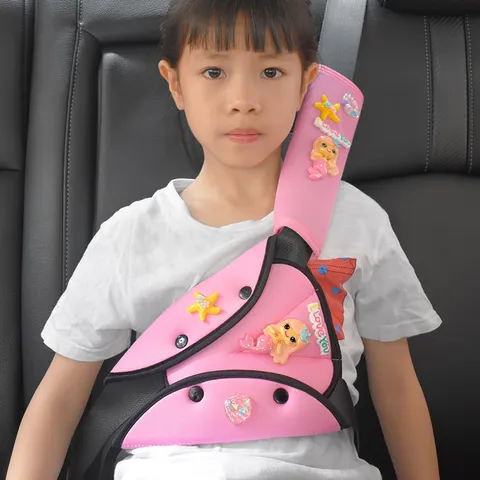 Cinto De Segurança Do Ombro Carro Retentor Da Criança Ajustador Desenho Animado Confortável
