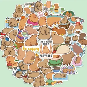 50pcs Autocolantes Fofos Capybara Cartoon Cute Brown Animals Stickers Para Crianças Portáteis Telefone Livro De Carros De Bricolagem Estéticos