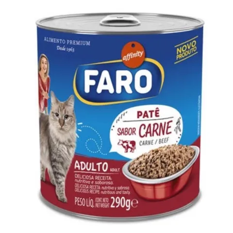 Ração Úmida Faro Patê Lata Para Gatos Sabor Carne 290 g