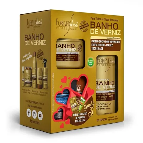 Kit Especial Banho de Verniz Forever Liss Shampoo 300mlMáscara 250g