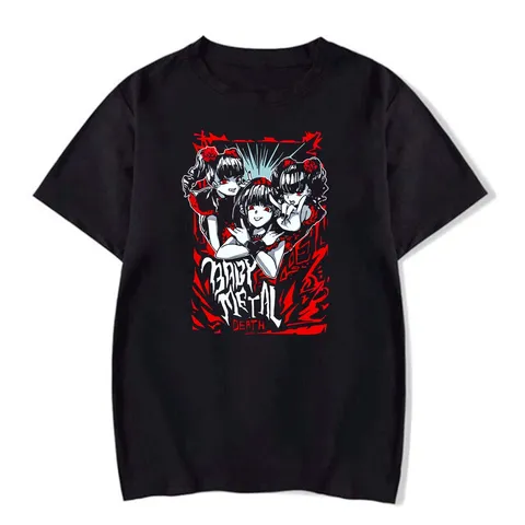 Camiseta Basica Camisa Baby Metal Death Rock N Roll Girl Gotico Rock Punk Harajuku Japanese Unissex Liquidação